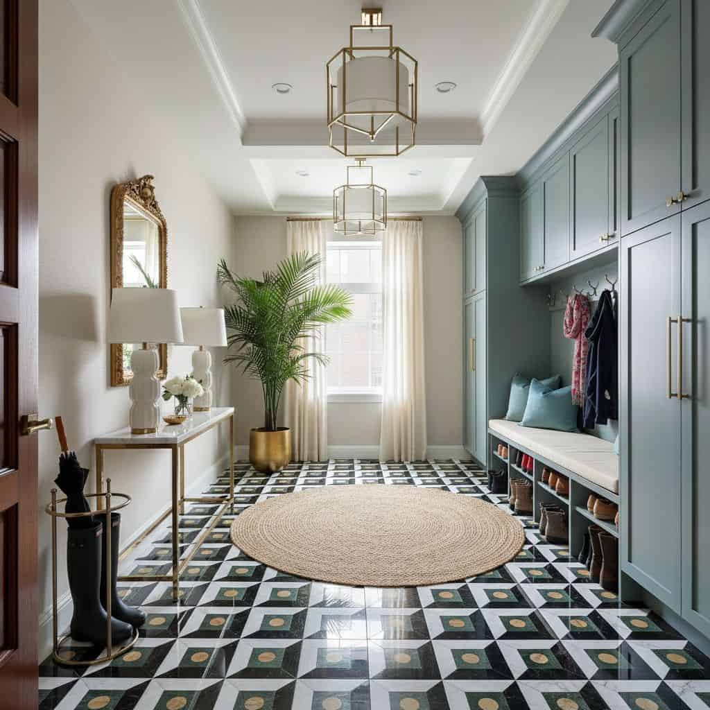 Describe tile color, texture, and.