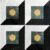 Black and green marble tiles with gold circle inlay, sleek textured surface, modern geometric design.