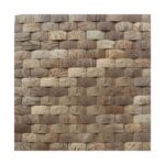Natural stone bricks with earthy tones and rough texture, arranged in a staggered pattern for rustic wall design.
