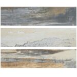 Up of rustic peel and stick wall tiles with weathered wood appearance.