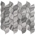 Modern peel and stick marble wall tile with curved design for easy installation.
