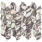 Decorative peel and stick wall tile with marble design.