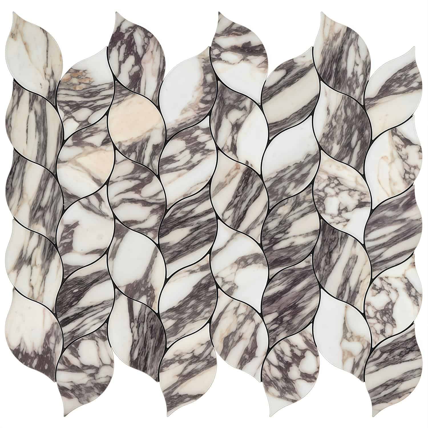 Decorative peel and stick wall tile with marble design.