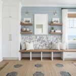 Bright, airy coastal-inspired room featuring peel and stick wall tile backsplash, perfect for easy home updates.