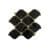 Black and gold fan-shaped tile with a smooth, glossy finish and intricate pattern.