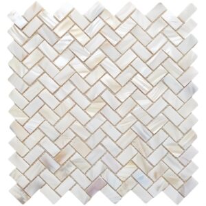 Natural White Herringbone Mother Of Pearl Tile