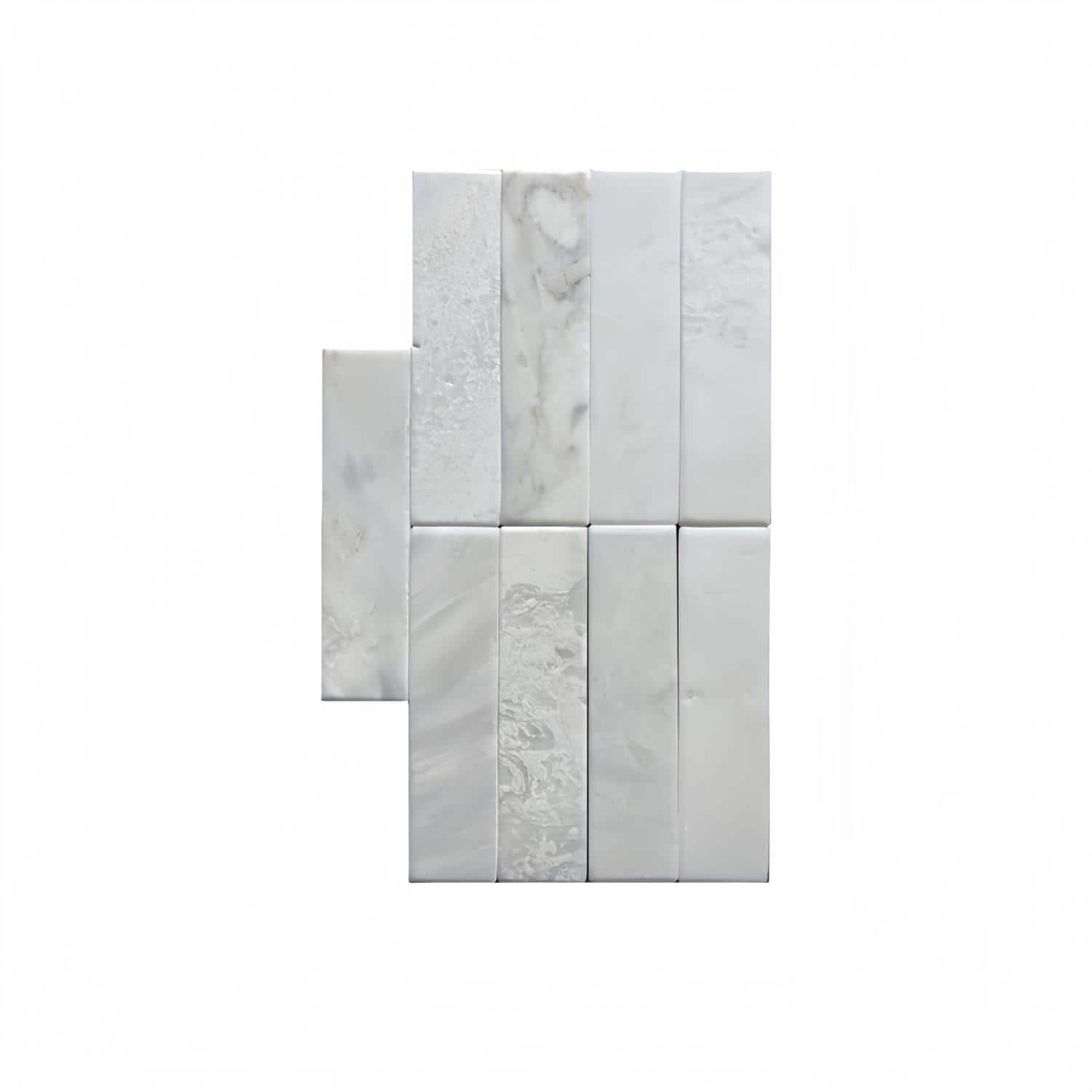 White marble tile with subtle veining and smooth texture, ideal for elegant wall or floor designs.