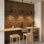 Modern kitchen with peel and stick tile backsplash and minimalist decor.