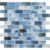 Up of blue glass tile mosaic with varied shades and textures, ideal for backsplashes and pool surfaces.