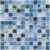 Blue glass mosaic tile with varied shades and textures, ideal for backsplashes and pool surfaces.