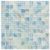 A detailed view of a glass mosaic tile pattern featuring shades of blue, green, and beige, ideal for backsplashes and pool su.