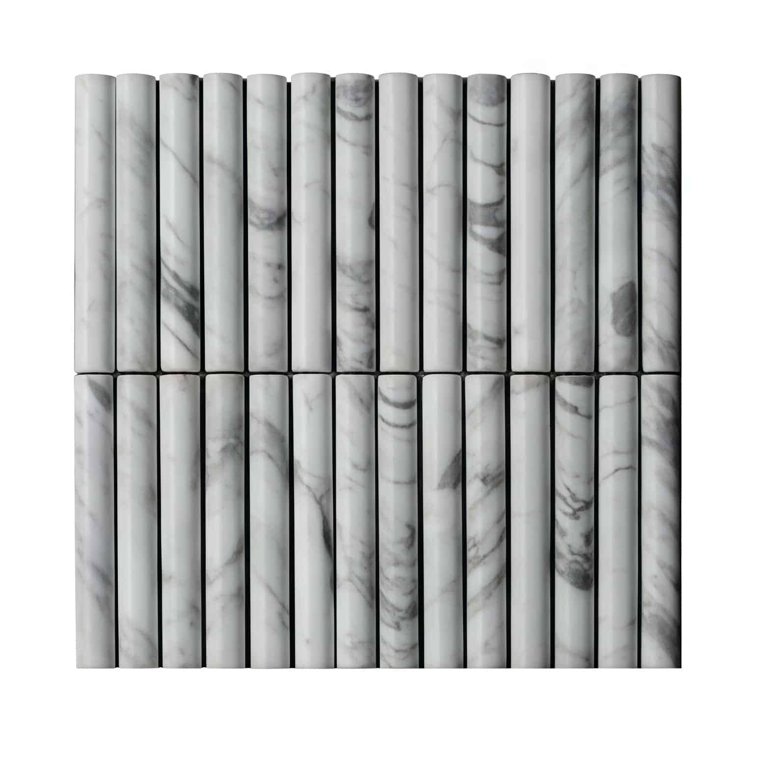 Gray marble tile with smooth texture and natural veining.