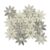 Decorative flower-shaped mosaic tile in white and gray.