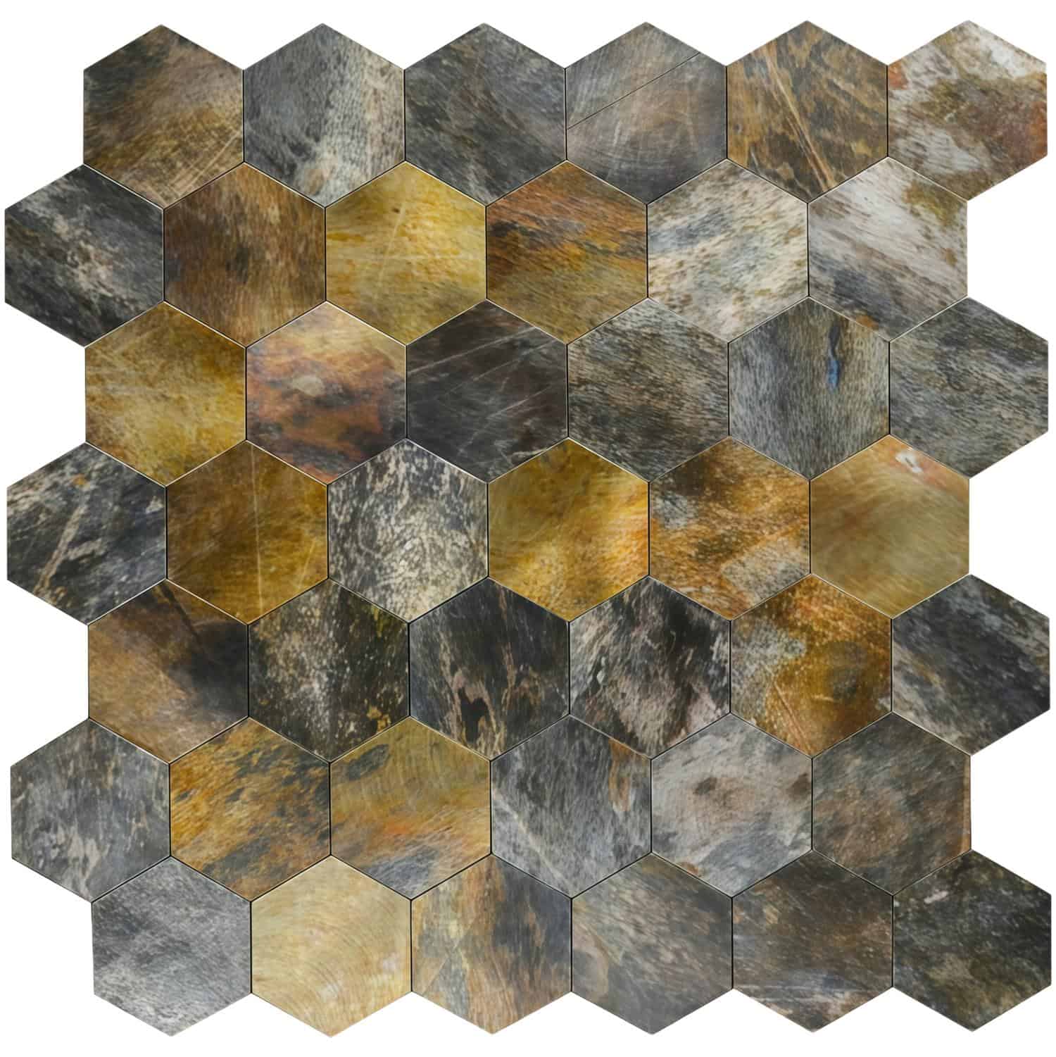 Hexagon peel and stick tile for walls and backsplashes.