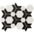 Hexagon tile with black, white, and gold accents, smooth surface, contemporary geometric pattern.