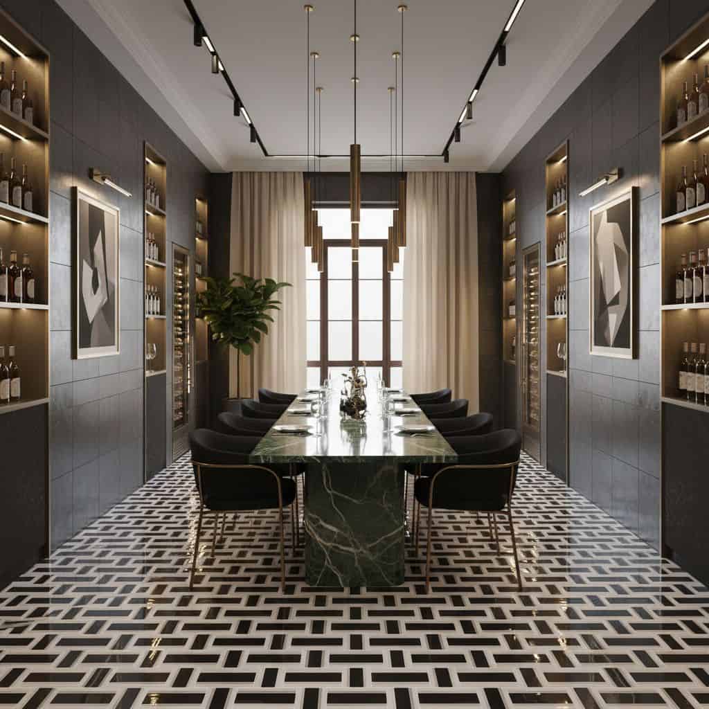 Green marble with white veining, smooth texture, polished finish.