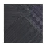 Dark gray ceramic tile with fine linear texture and matte finish.