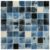 Blue glass tile mosaic with splattered and textured patterns, ideal for backsplashes and pool surfaces.