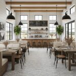 White textured wood tile with a matte finish, used on the walls and floors, creating a bright, airy, and modern kitchen ambia.