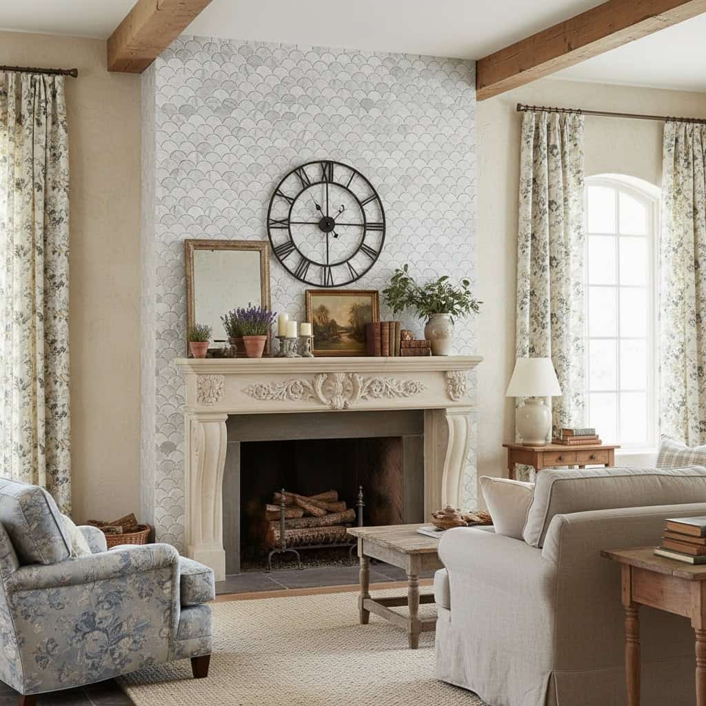 Describe tile color, texture, and.
