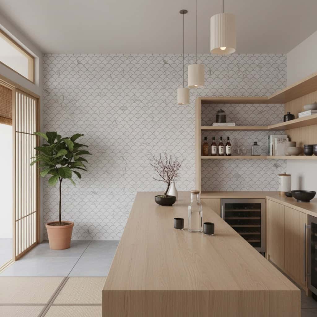 Describe tile color, texture, and.