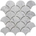 White marble tile with gray veining, smooth texture, and semi-gloss finish. Perfect for elegant flooring or wall accents.
