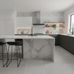 Elegant white marble with gray veining, smooth texture, and sleek finish.