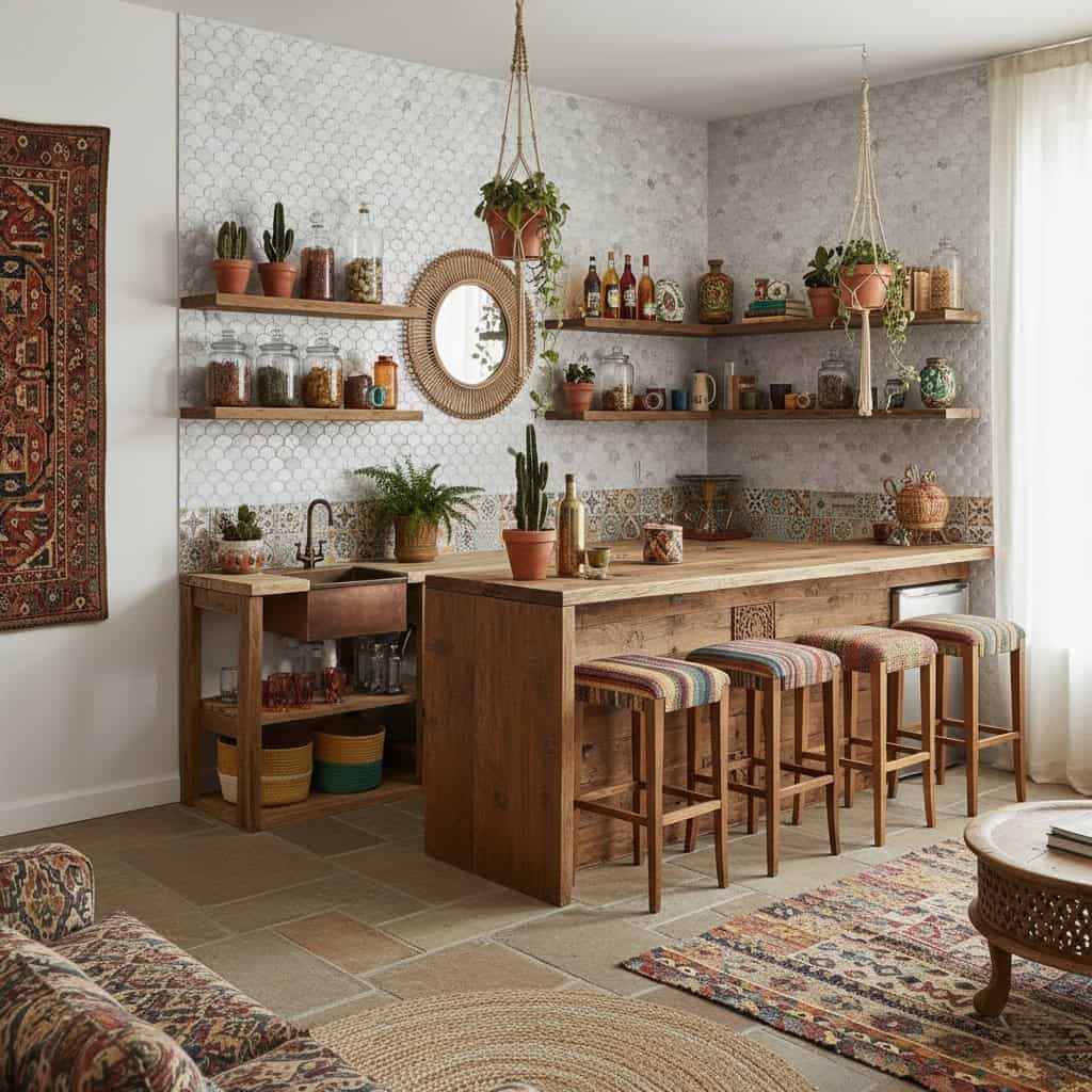 Describe tile color, texture, and.