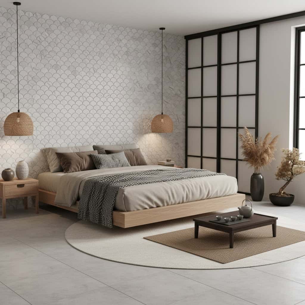 Describe tile color, texture, and.