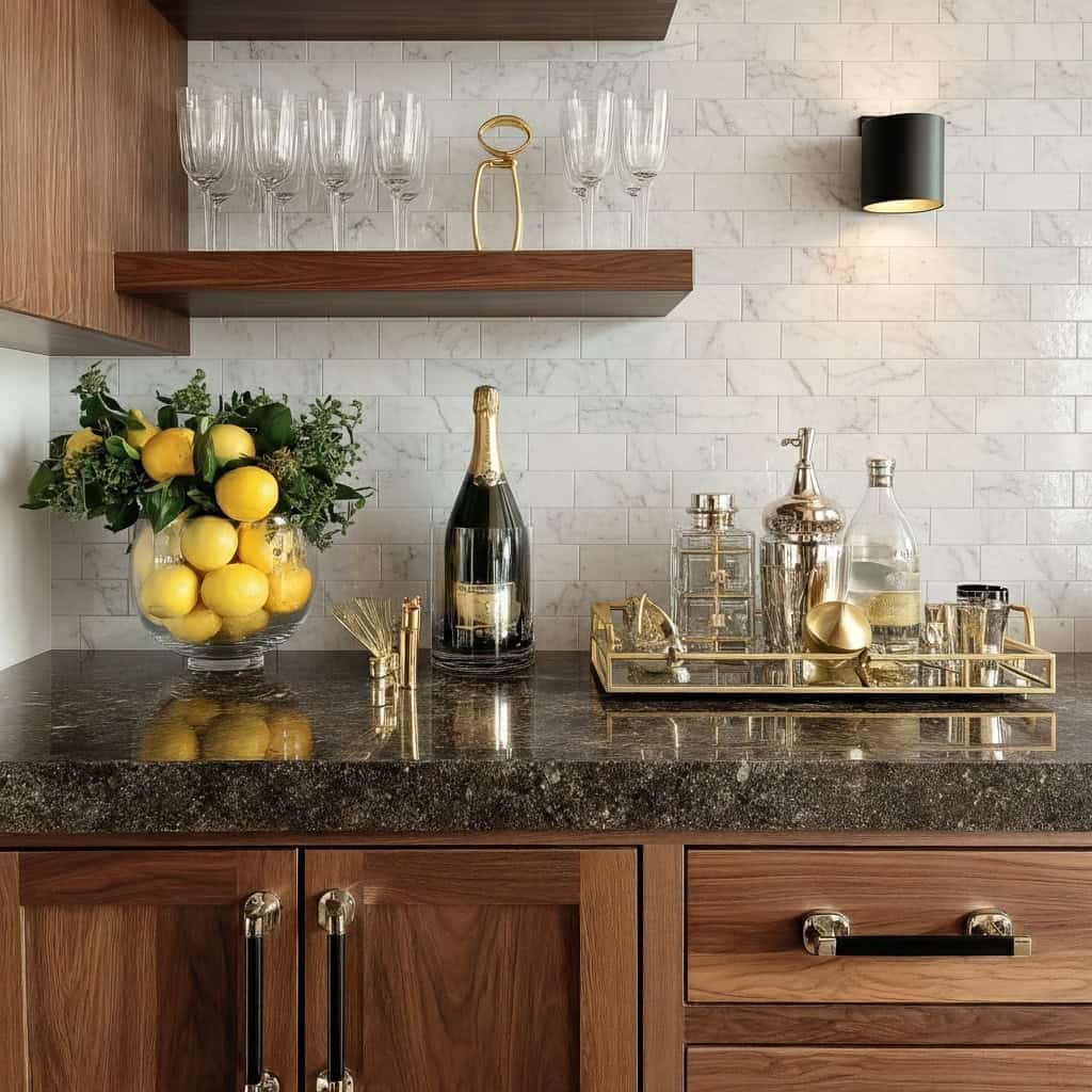 Describe tile color, texture, and.