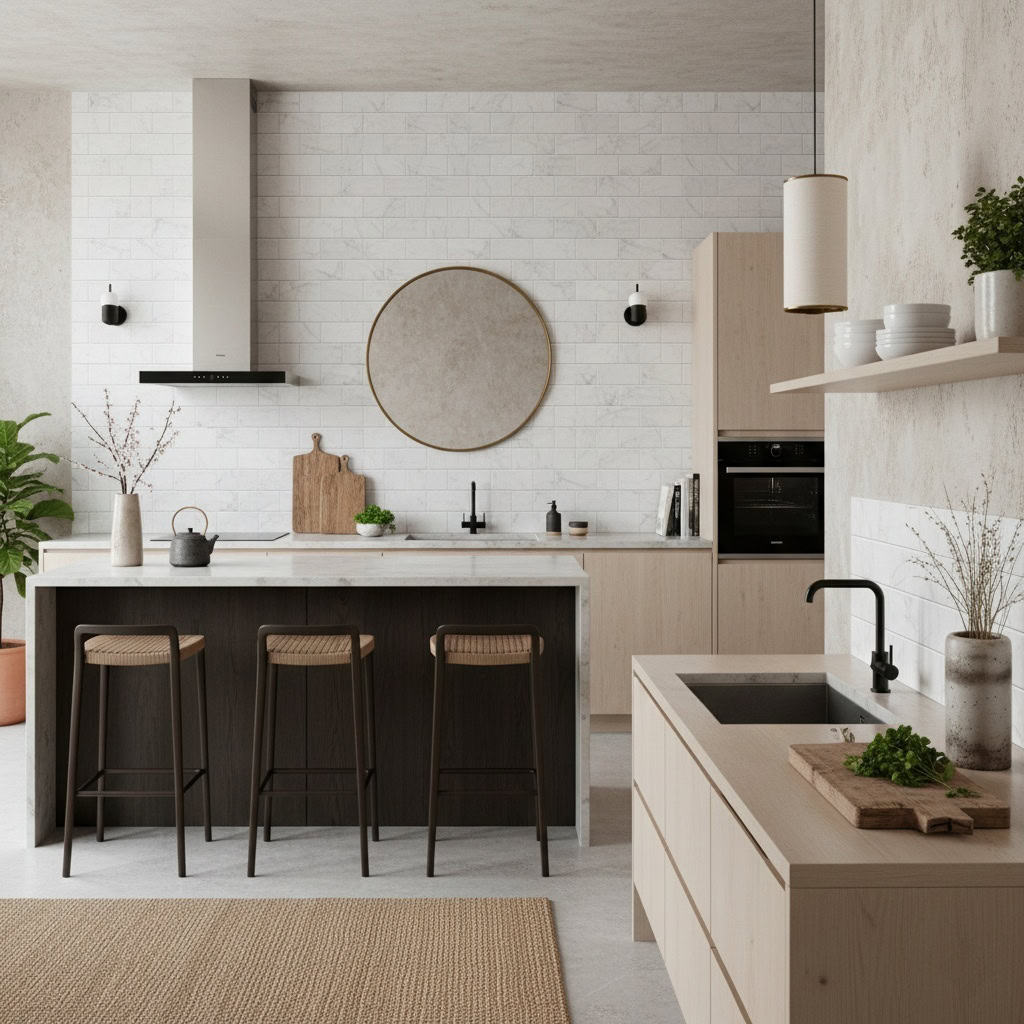 Bright white subway tile with a smooth, glossy finish and subtle texture.