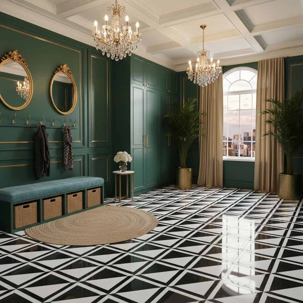 Describe tile color, texture, and.