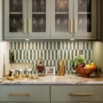 coffee bar backsplash green peel and stick tile
