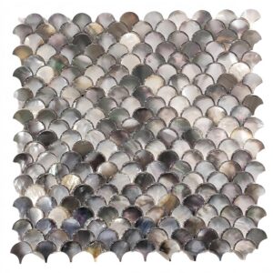 Dark Gray Mother Of Pearl Fish Scale Wall Tile