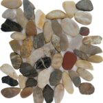 Natural multi-color smooth stone pebbles for tile and home decor.