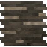 Modern black peel and stick tile wall with mixed matte and brushed finishes, ideal for kitchen backsplash or accent walls.
