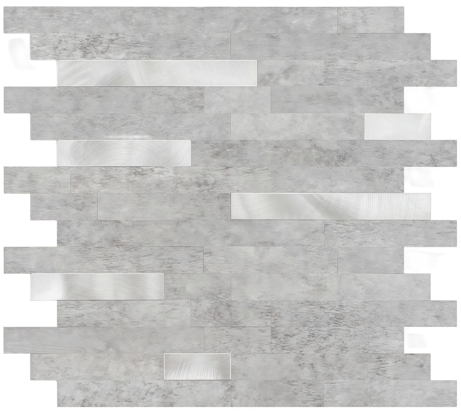 Gray peel and stick tile for walls and backsplashes.
