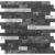 Black and gray peel and stick tile for wall decor.