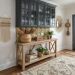 Stylish interior with peel and stick tile backsplash and wall decor in a modern home.