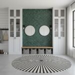 Decorative peel and stick tile wall in a modern interior setting.