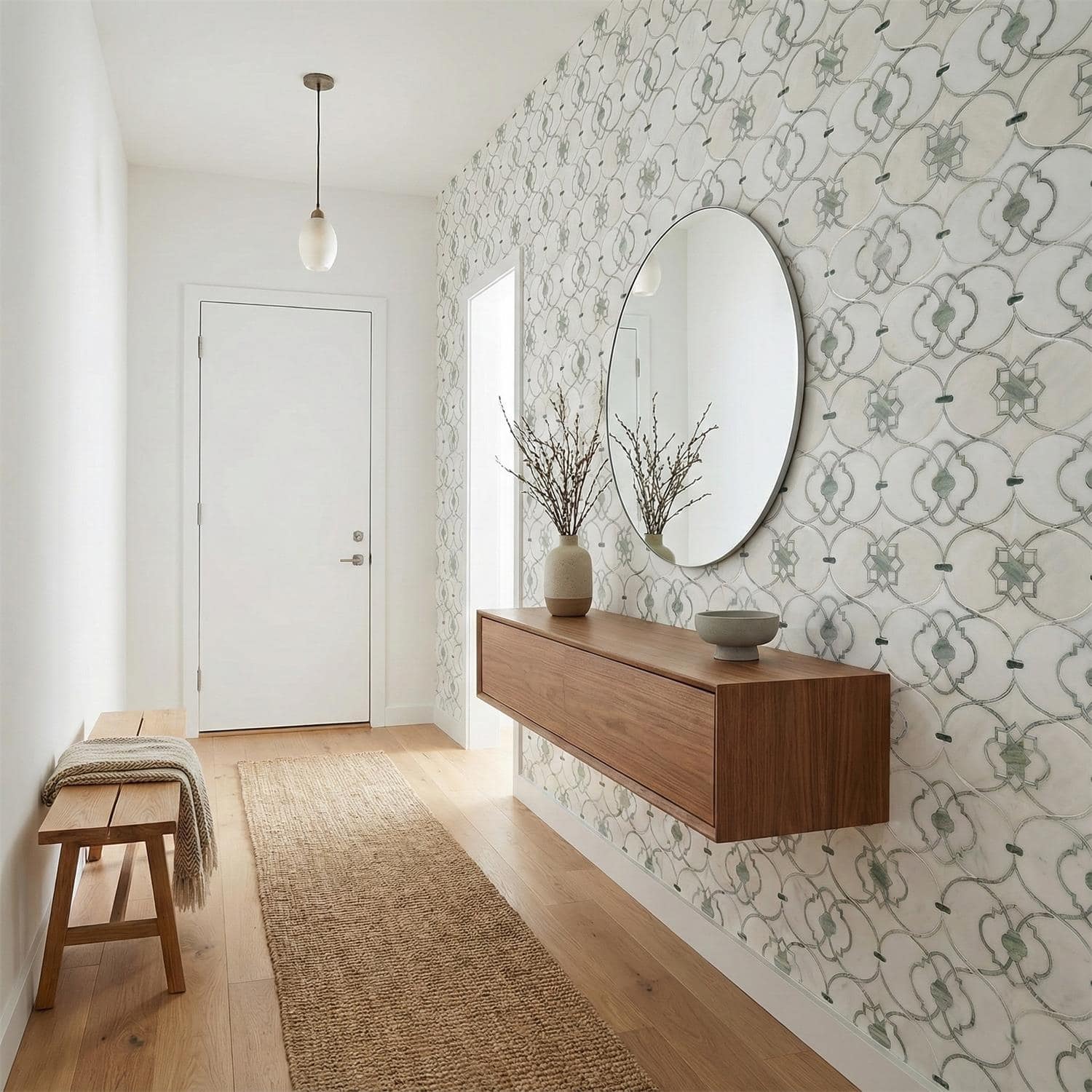Describe tile color, texture, and.