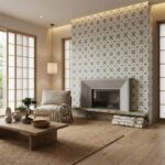 Starfish patterned wall tile in neutral tones, textured surface, modern coastal style.