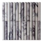 Gray and white marble tiles with natural veining, smooth glossy surface, ideal for elegant flooring or wall accents.