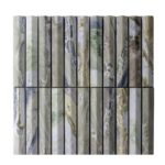 Elegant marble tile featuring green and gold veining, smooth polished texture, and natural stone design.