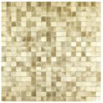 Image of a beige peel and stick tile wall backsplash with a grid pattern.