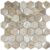 Beige peel and stick hexagon wall tile with textured surface, ideal for backsplash and home decor projects.