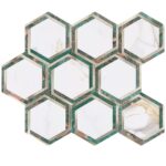 Hexagon marble peel and stick wall tile for backsplash.