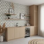 Modern peel and stick tile backsplash in a stylish kitchen setting.
