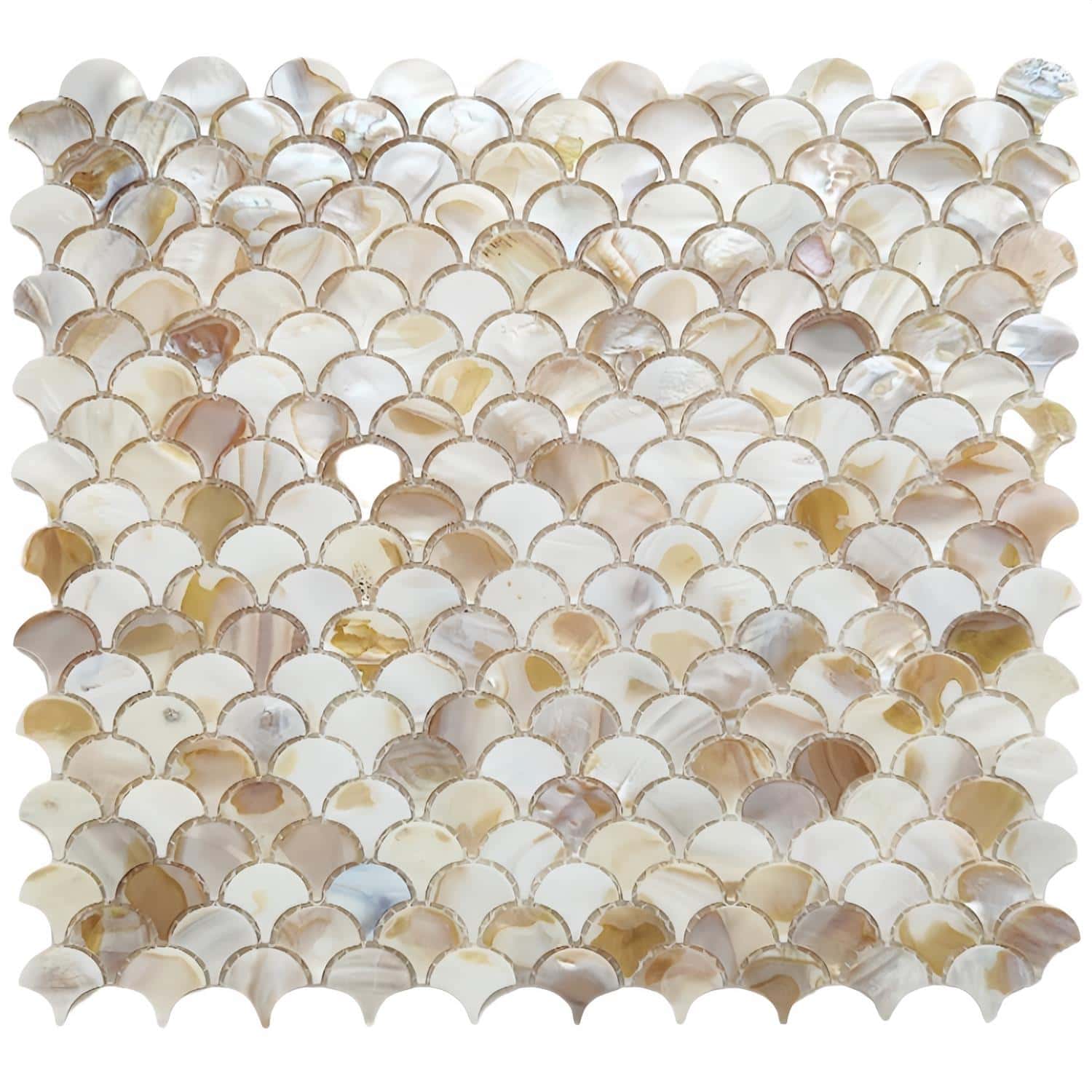 Beautiful mother of pearl shell tile with iridescent, natural seashells. Perfect for luxurious wall or backsplash accents.