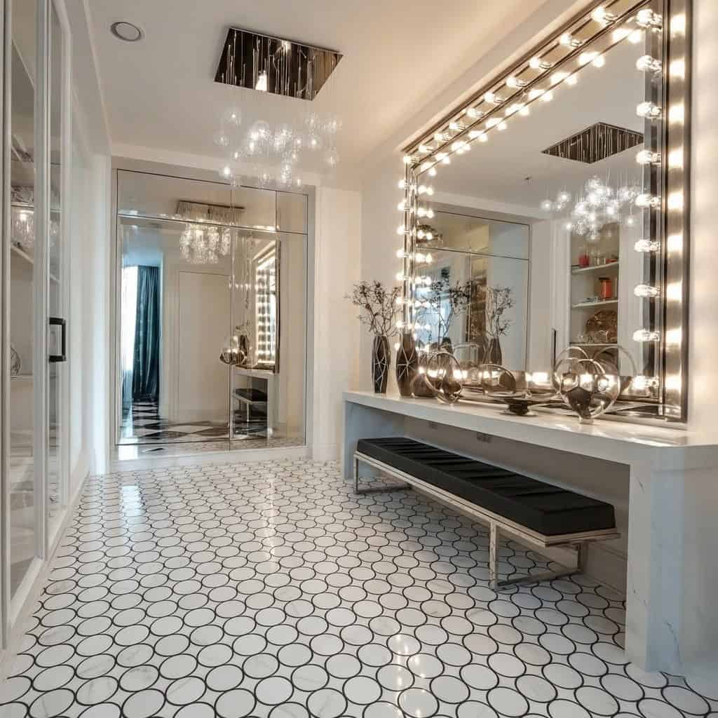 Describe tile color, texture, and.